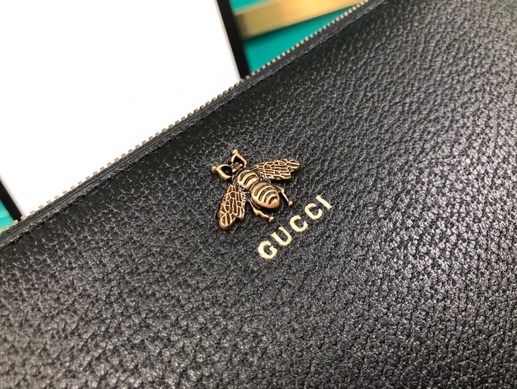 Gucci Animalier Pouch Black with Bee Detail For Men, Men's Pouch 12in/31cm GG 523684 DJ20T 1000