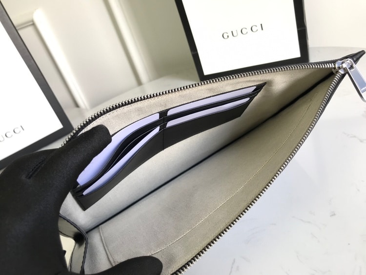 Gucci GG Embossed Pouch Black For Men, Men's Pouch 12in/31cm GG 625569 1W3AN 1000