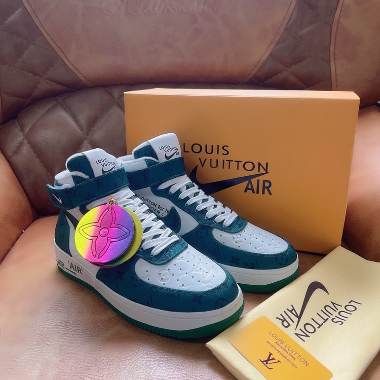 Louis Vuitton And Nike “Air Force 1” By Virgil Abloh White/Green For Men, Men’s Shoes