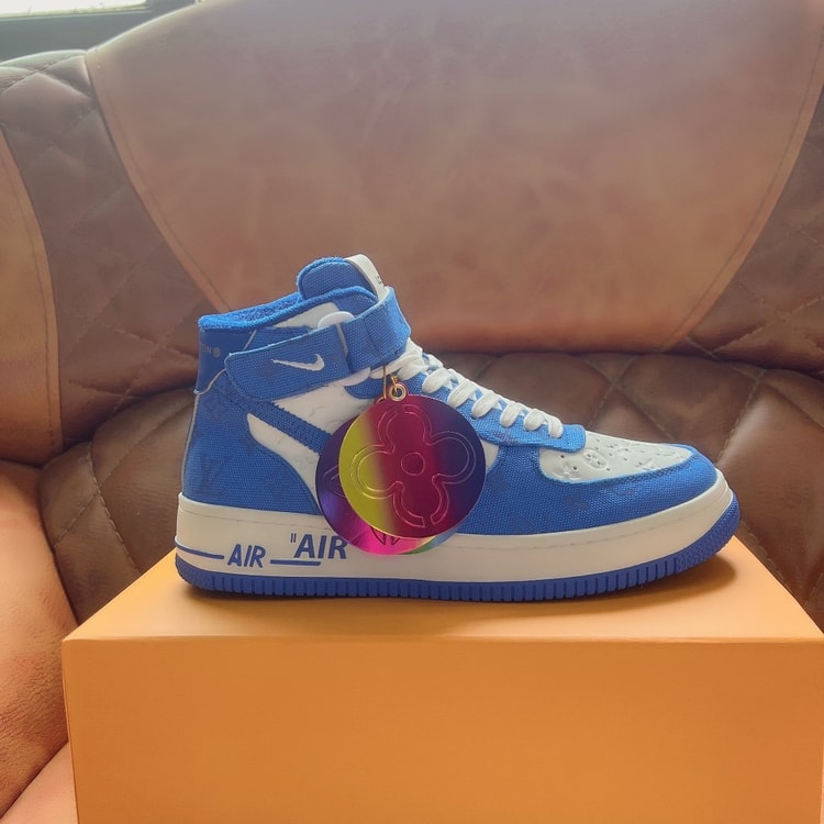 Louis Vuitton And Nike “Air Force 1” By Virgil Abloh White/Blue For Men, Men’s Shoes