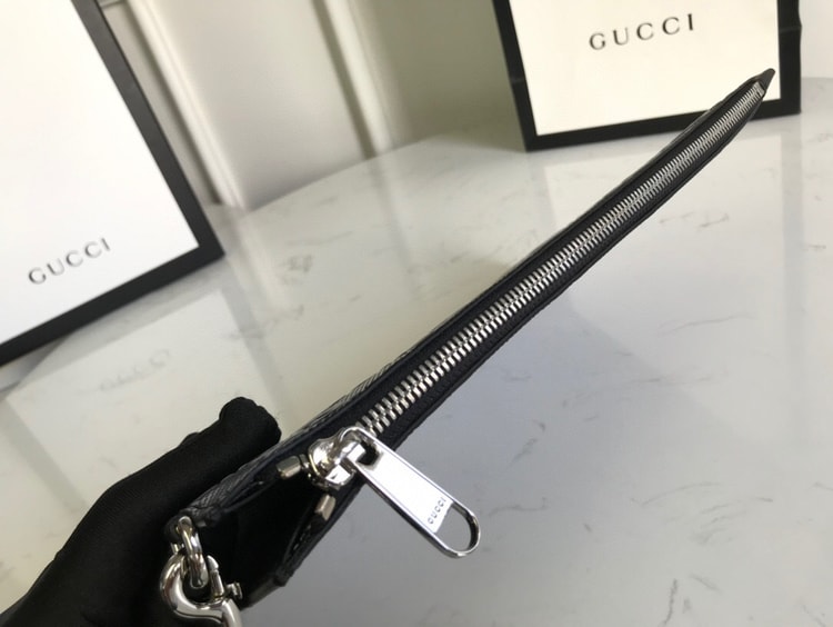 Gucci GG Embossed Pouch Black For Men, Men's Pouch 12in/31cm GG 625569 1W3AN 1000