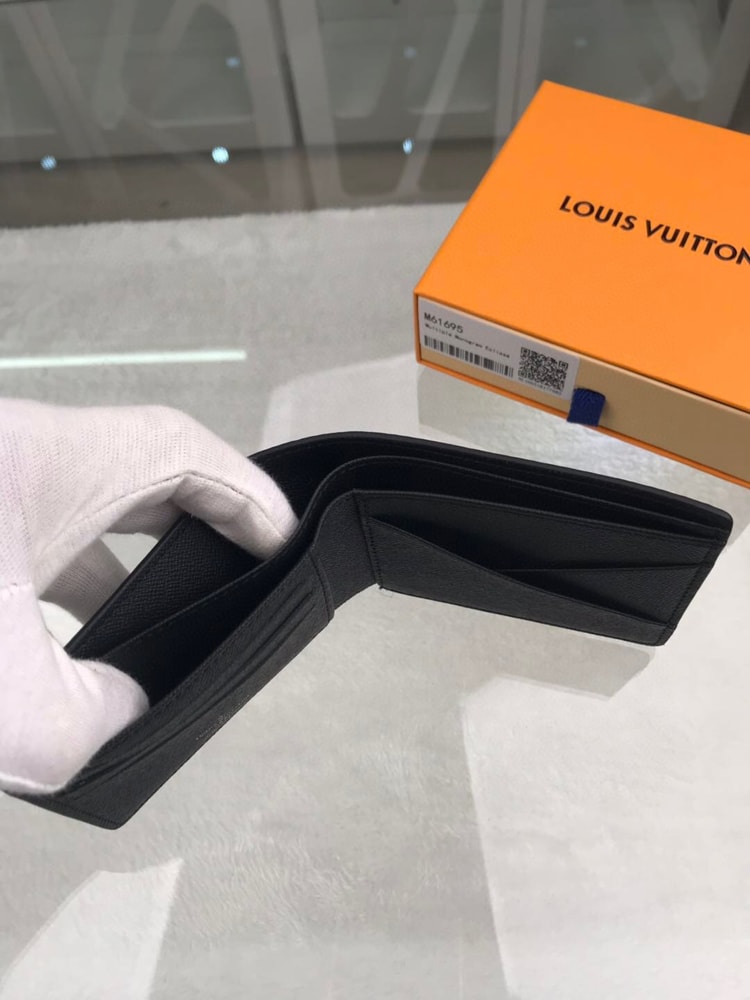 Louis Vuitton Multiple Wallet Monogram Eclipse For Men, Men's Wallet 4.5in/11.5cm LV M61695