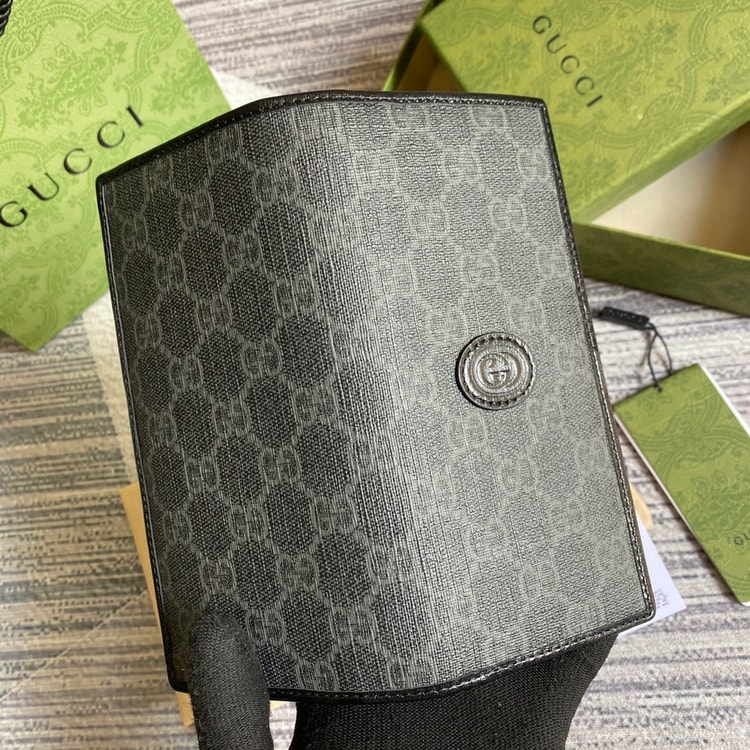 Gucci Marmont Long ID Wallet With Interlocking G Black For Men 7in/18cm GG