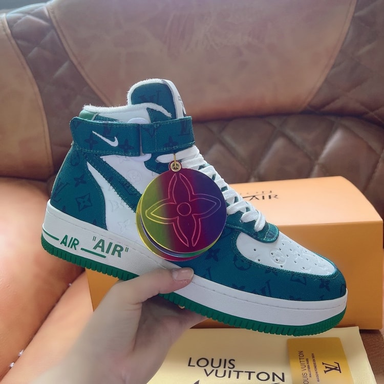 Louis Vuitton And Nike “Air Force 1” By Virgil Abloh White/Green For Men, Men’s Shoes