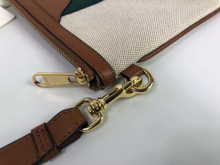 Gucci Vintage Canvas Pouch Beige Green Red Stripe For Men, Men's Pouch 11.5in/29cm GG