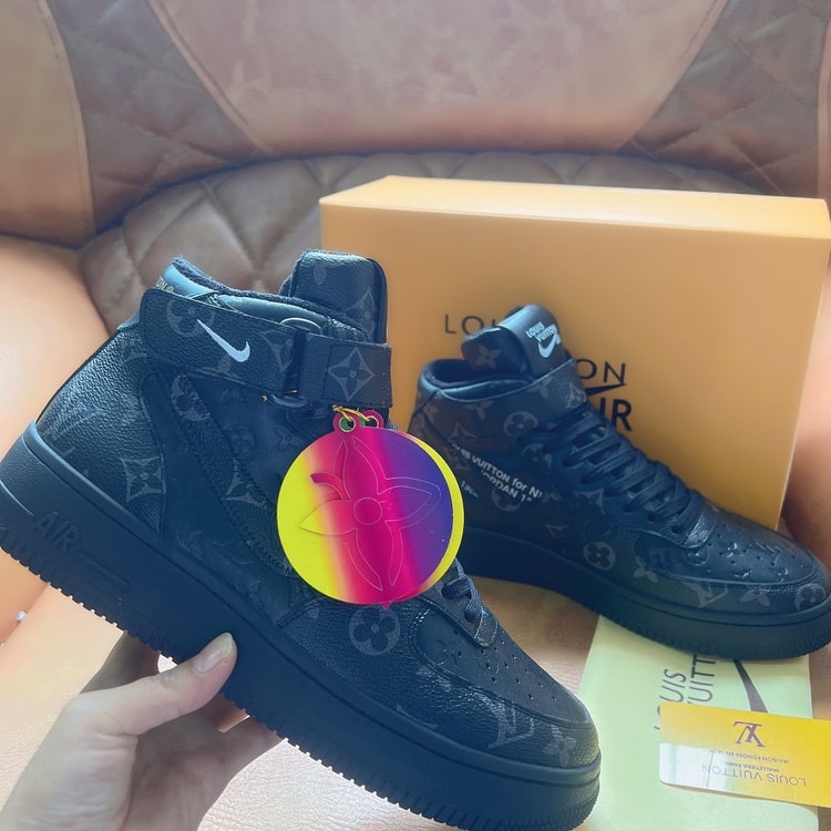 Louis Vuitton And Nike “Air Force 1” By Virgil Abloh Full Black For Men, Men’s Shoes