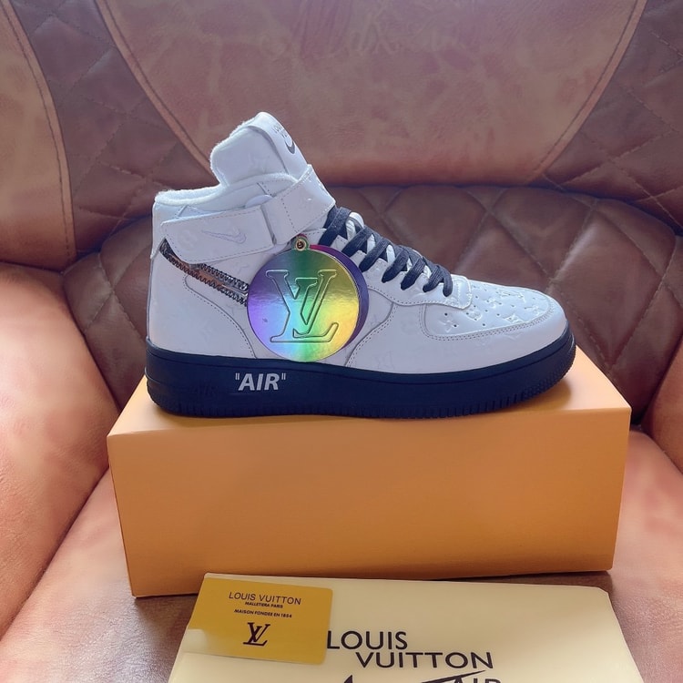 Louis Vuitton And Nike “Air Force 1” By Virgil Abloh White/Black For Men, Men’s Shoes