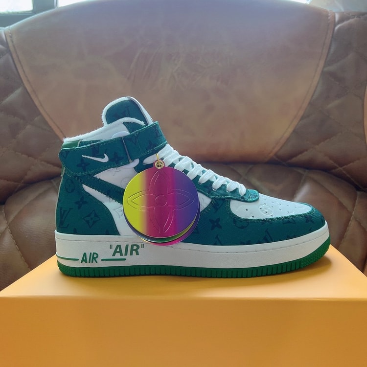 Louis Vuitton And Nike “Air Force 1” By Virgil Abloh White/Green For Men, Men’s Shoes
