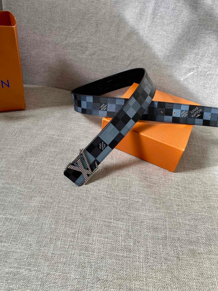 Louis Vuitton Initiales Reversible LV Belt Damier Graphite Giant Blue LV Women Belt