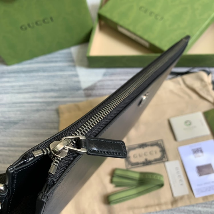 Gucci Marmont Pouch in Black with Gold Toned Hardware For Men, Men's Pouch 12in/30.5cm GG 475317 DJ20T 1000