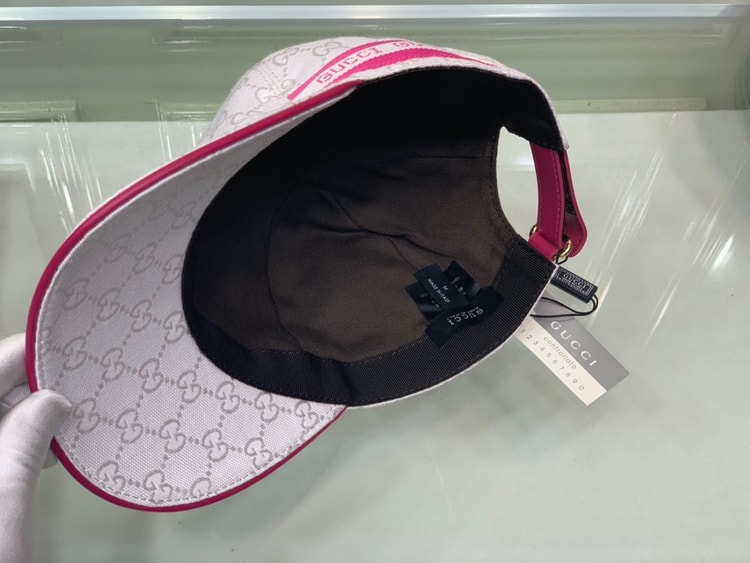 Gucci Original GG Canvas Baseball Hat With Web Pink GG Hat