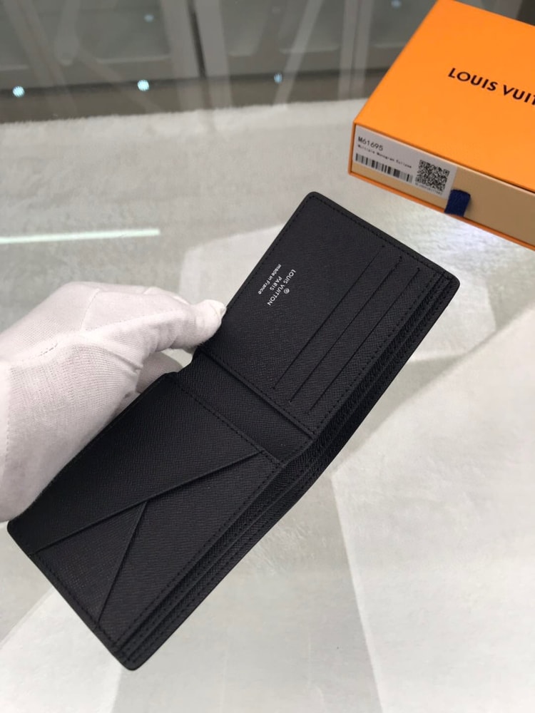 Louis Vuitton Multiple Wallet Monogram Eclipse For Men, Men's Wallet 4.5in/11.5cm LV M61695