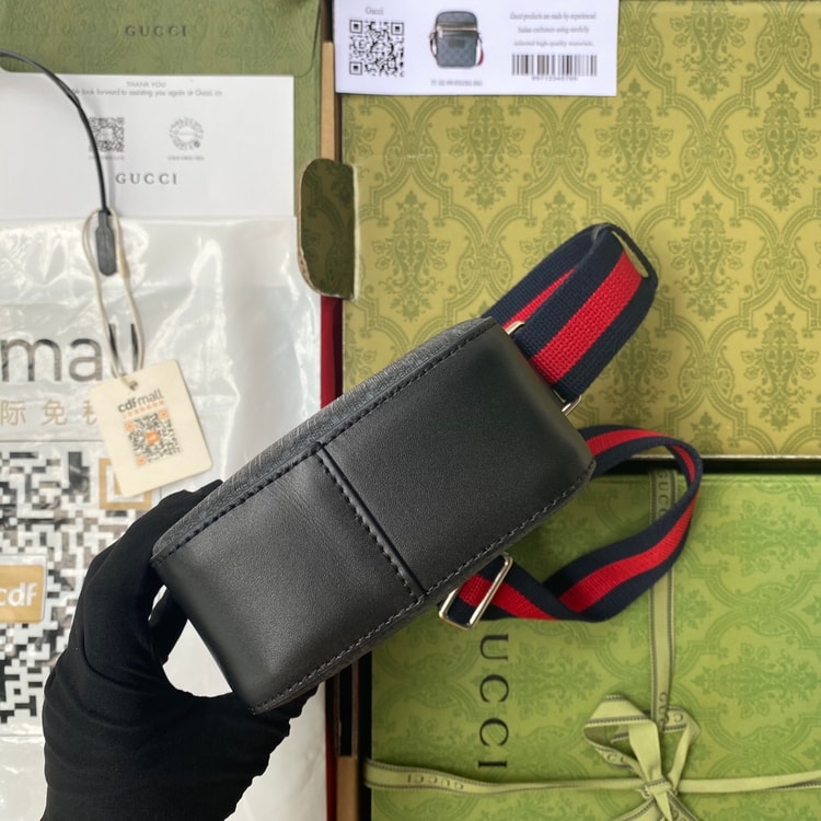 Gucci GG Messenger Bag Black/Grey GG Supreme Canvas A Material With Low Environmental Impact With Black 682357 K5RLN 1095