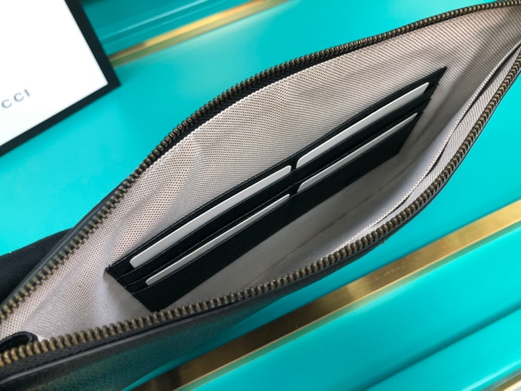 Gucci Animalier Pouch Black with Bee Detail For Men, Men's Pouch 12in/31cm GG 523684 DJ20T 1000