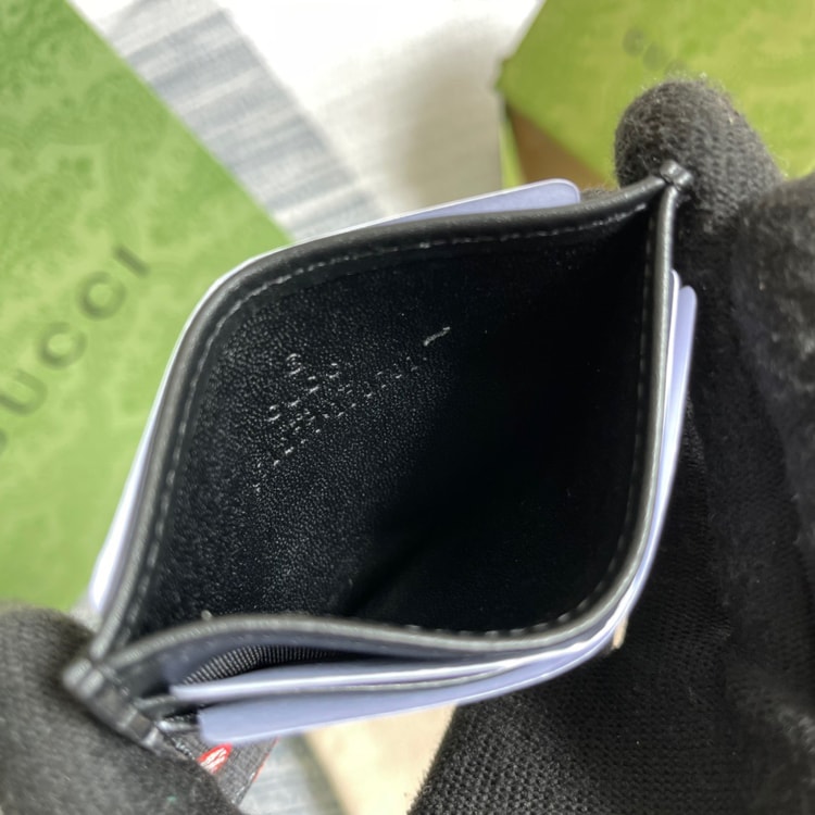 Gucci Card Case Black with Bees Signature For Men 4in/10cm GG