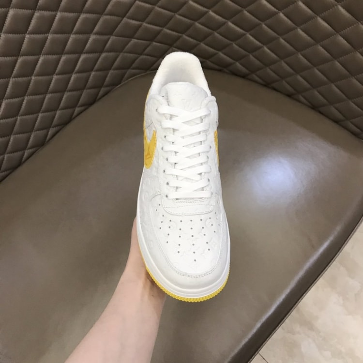 Louis Vuitton And Nike “Air Force 1” By Virgil Abloh White-Yellow For Men, Men's Shoes