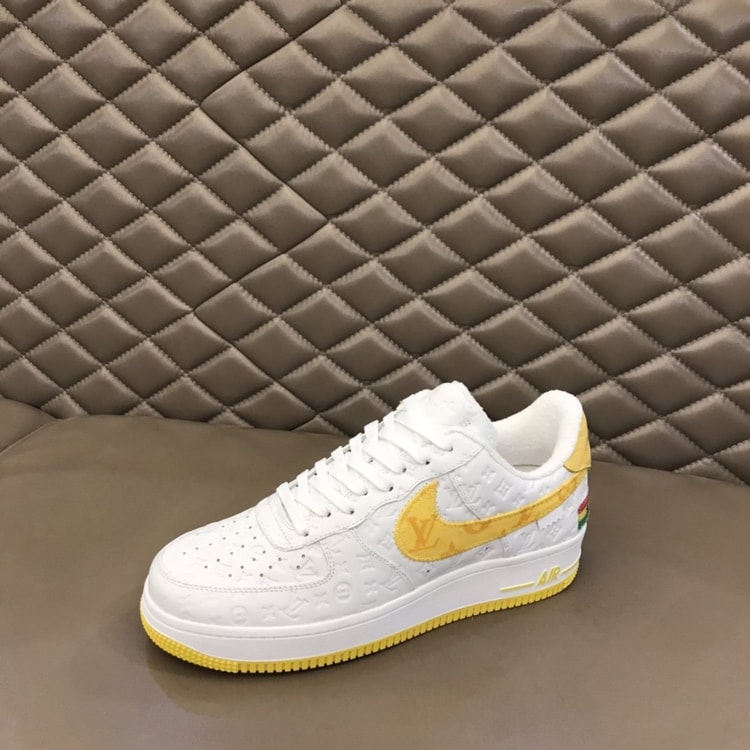 Louis Vuitton And Nike “Air Force 1” By Virgil Abloh White-Yellow For Men, Men's Shoes