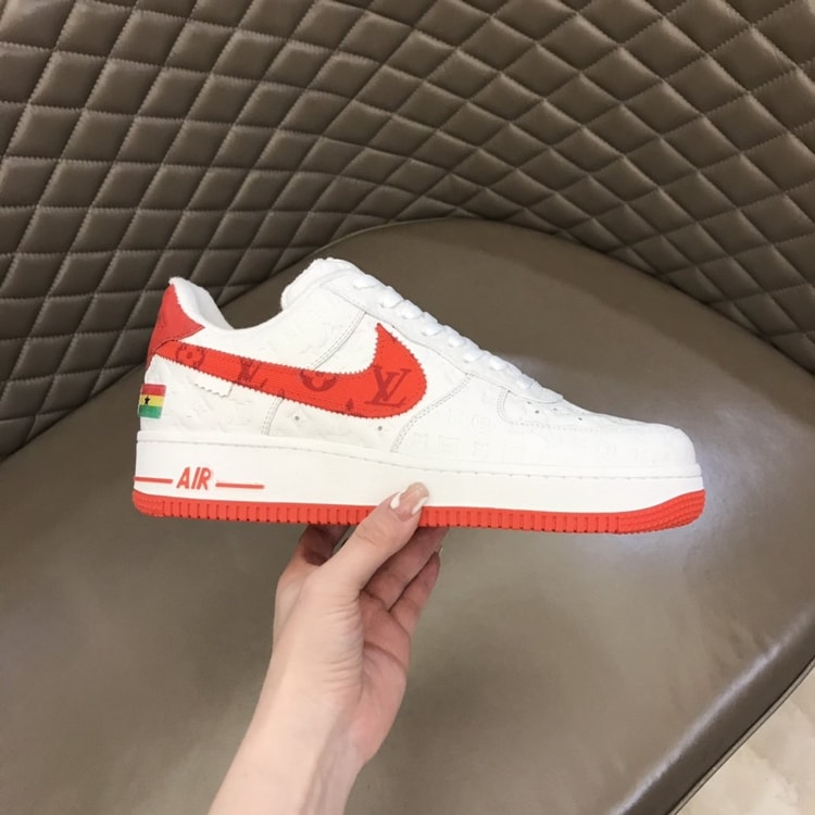 Louis Vuitton And Nike “Air Force 1” By Virgil Abloh White-Red For Men, Men's Shoes