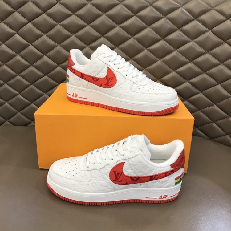 Louis Vuitton And Nike “Air Force 1” By Virgil Abloh White-Red For Men, Men's Shoes