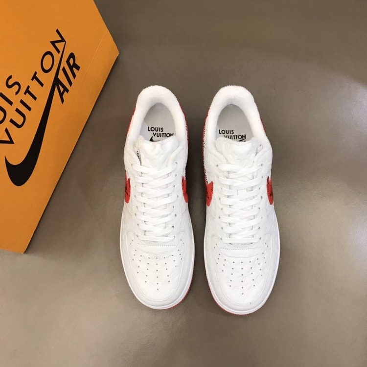 Louis Vuitton And Nike “Air Force 1” By Virgil Abloh White-Red For Men, Men's Shoes