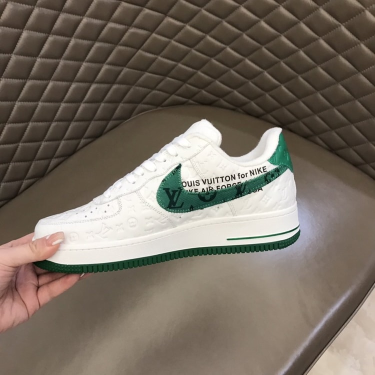 Louis Vuitton And Nike “Air Force 1” By Virgil Abloh White-Green For Men, Men's Shoes