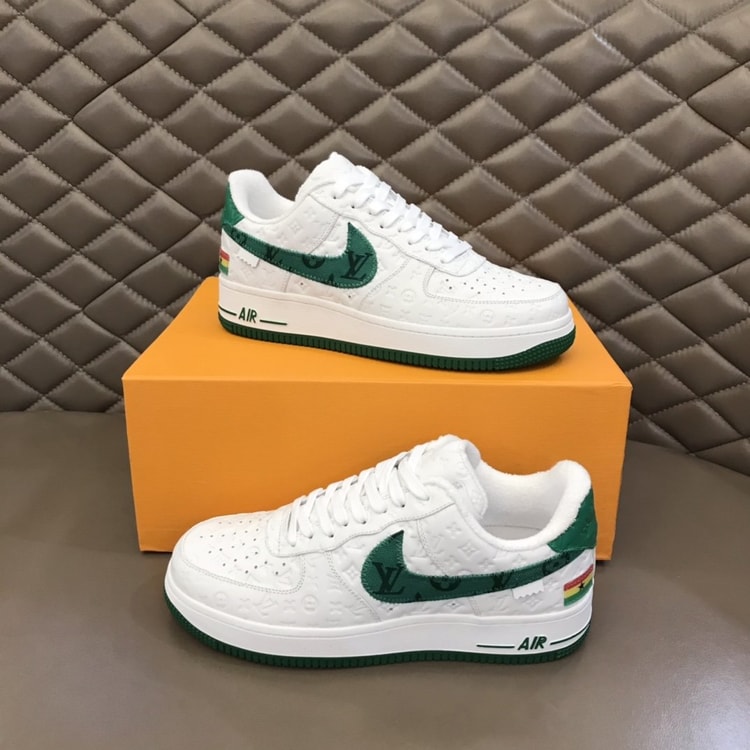 Louis Vuitton And Nike “Air Force 1” By Virgil Abloh White-Green For Men, Men's Shoes