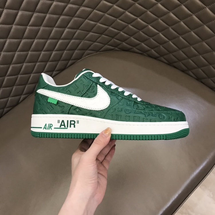 Louis Vuitton x Nike "Air Force 1" By Virgil Abloh in Green and White Sneaker For Men, Men's Shoes