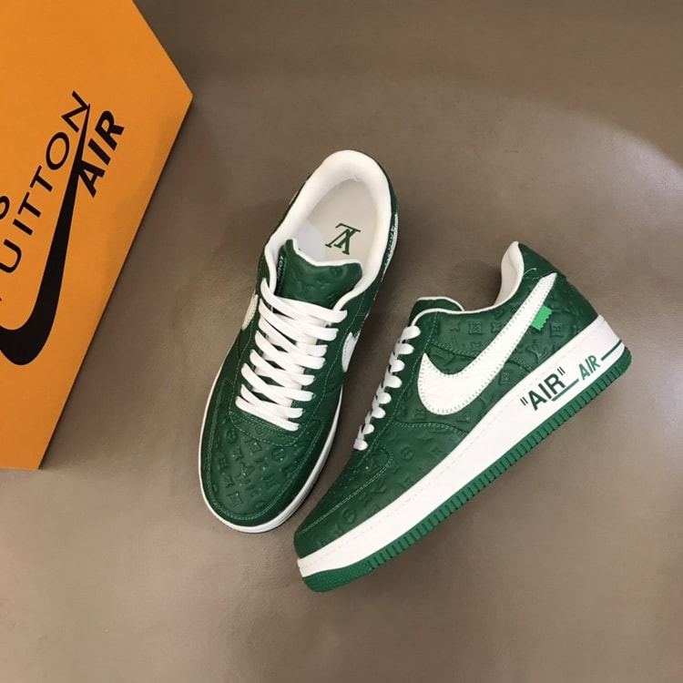 Louis Vuitton x Nike "Air Force 1" By Virgil Abloh in Green and White Sneaker For Men, Men's Shoes