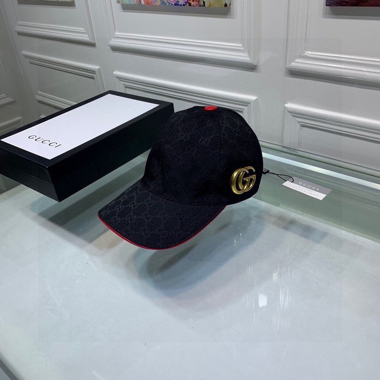 Gucci Canvas Baseball Hat Black GG Hat