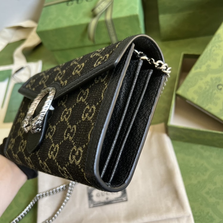 Gucci Dionysus GG Mini Chain Bag Black And Ivory 401231 UN3BN 1274