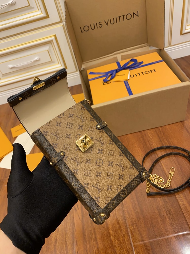 Louis Vuitton Pochette Trunk Verticale Monogram Reverse With Monogram Canvas Brown M67873