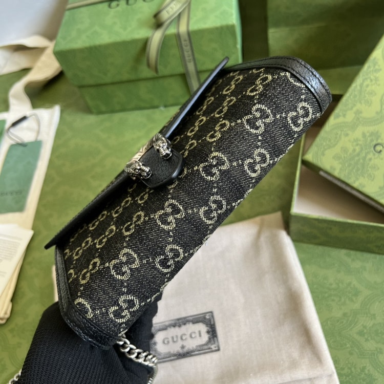 Gucci Dionysus GG Mini Chain Bag Black And Ivory 401231 UN3BN 1274