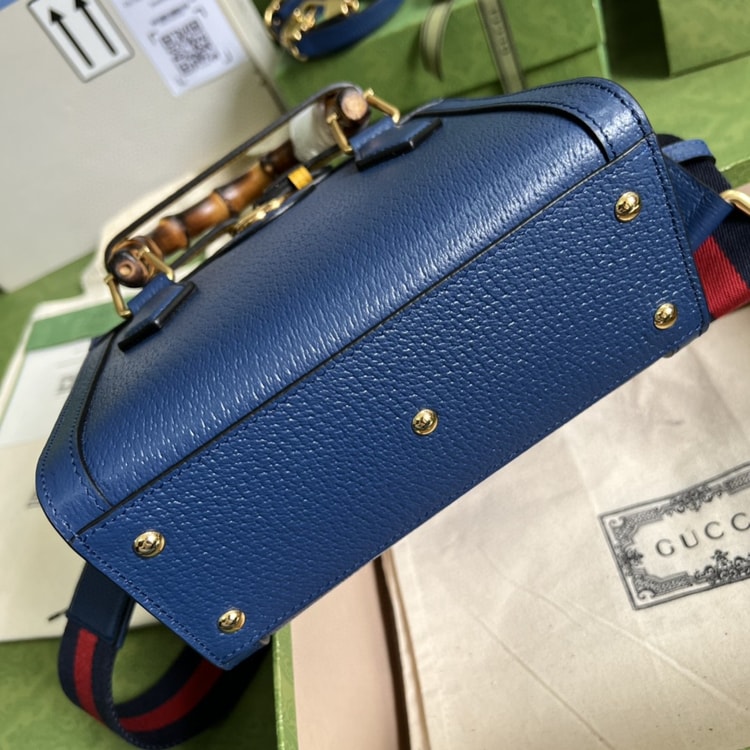 [True-to-ORIGINAL] Gucci Diana Mini Tote Bag Canvas Lining Blue For Women 7.9in/20cm GG 702732 U3ZDT 4862