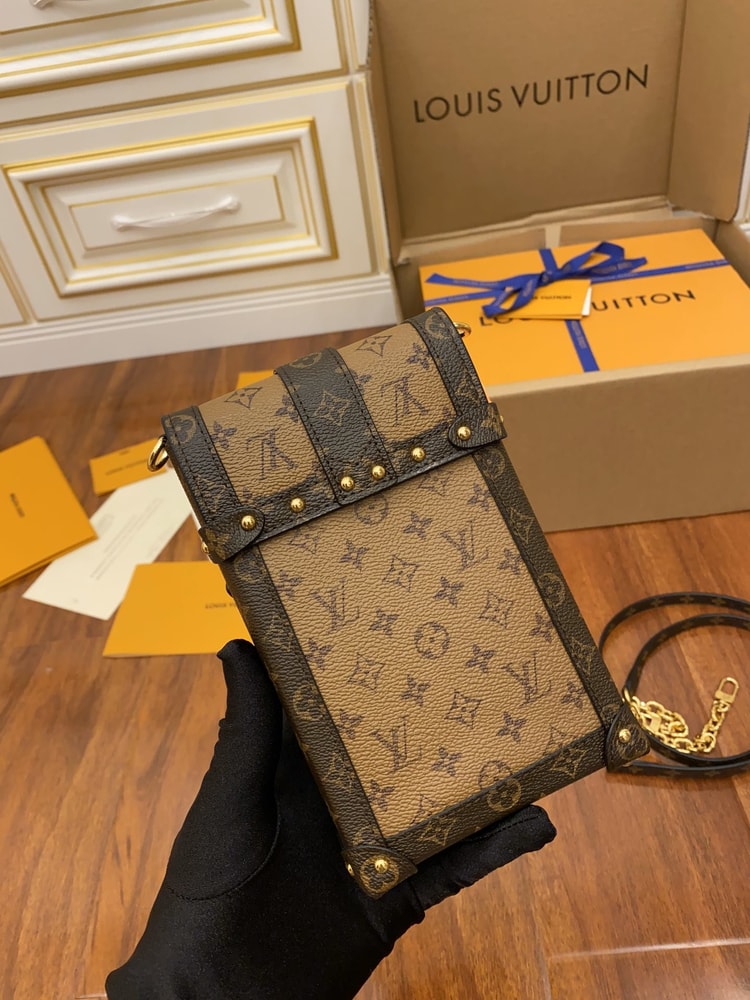 Louis Vuitton Pochette Trunk Verticale Monogram Reverse With Monogram Canvas Brown M67873