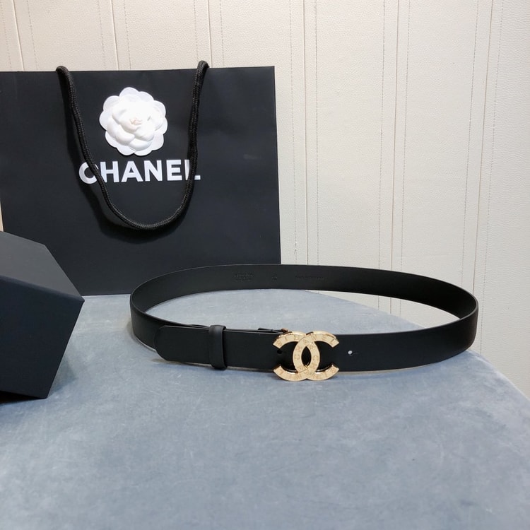 Chanel Belt With Double C Buckle Black With Full Gold Toned Hardware Women Belt