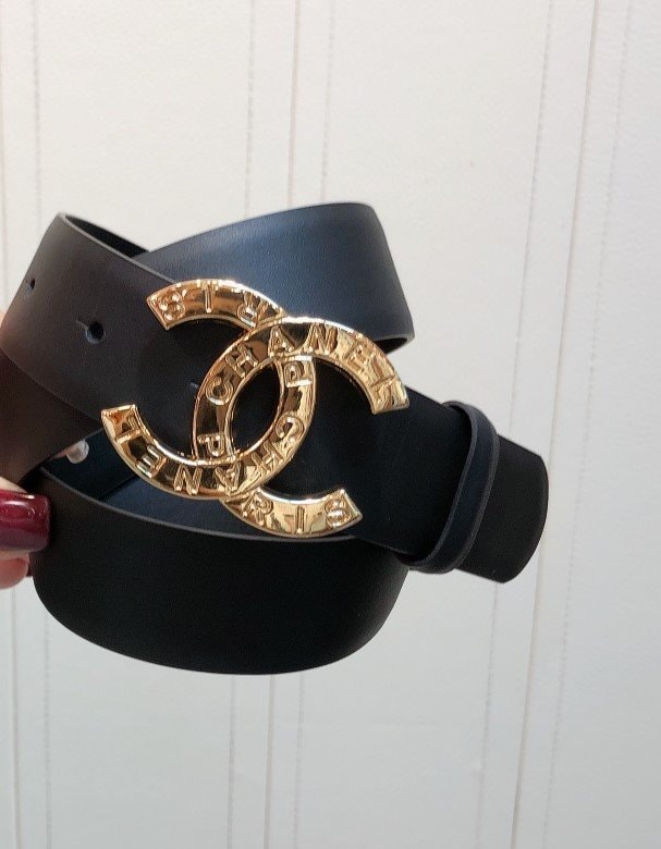 Chanel Belt With Double C Buckle Black With Full Gold Toned Hardware Women Belt