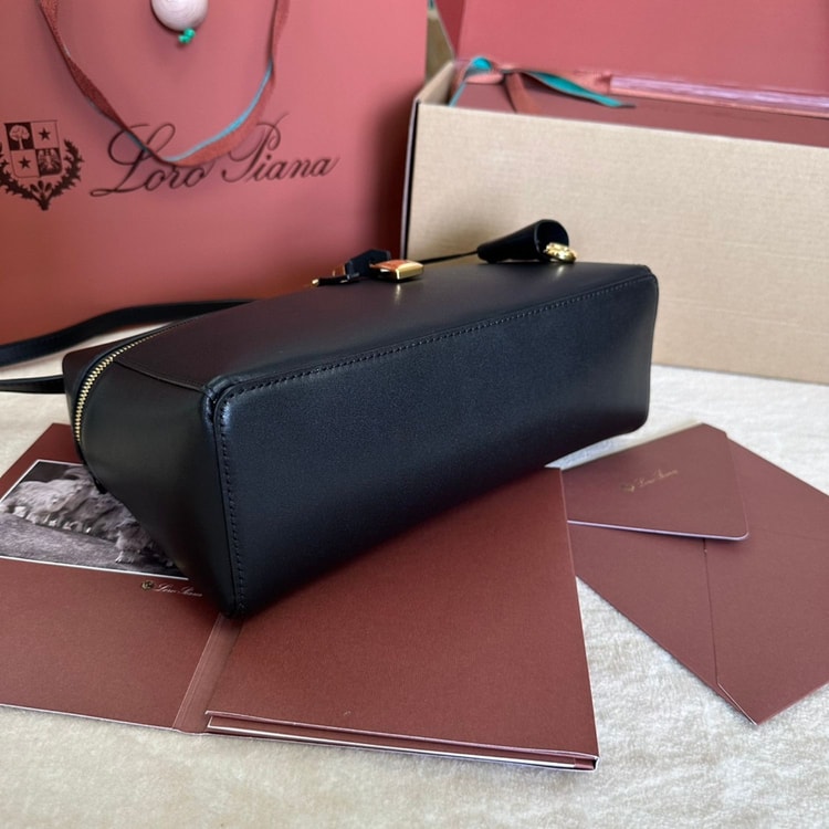 [True-to-ORIGINAL]Loro Piana Extra Bag L27 Black For Women 10.6 in/ 27 cm FAN3462 8000