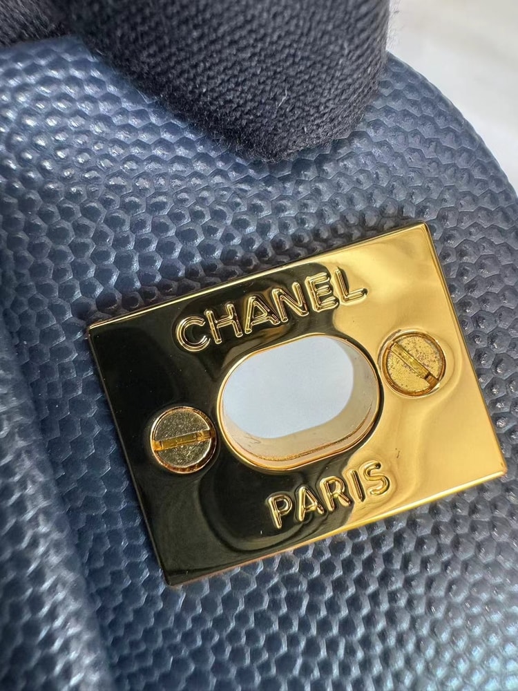 [True-to-ORIGINAL] Chanel Classic 11.12 Handbag Dark Blue GOLD-toned hardware For Women A01112 B10583 NZG78