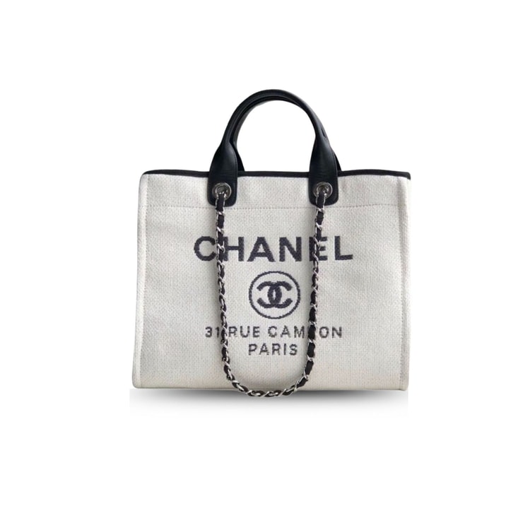 Chanel Small Shopping Bag Silver Hardware White AS3257
