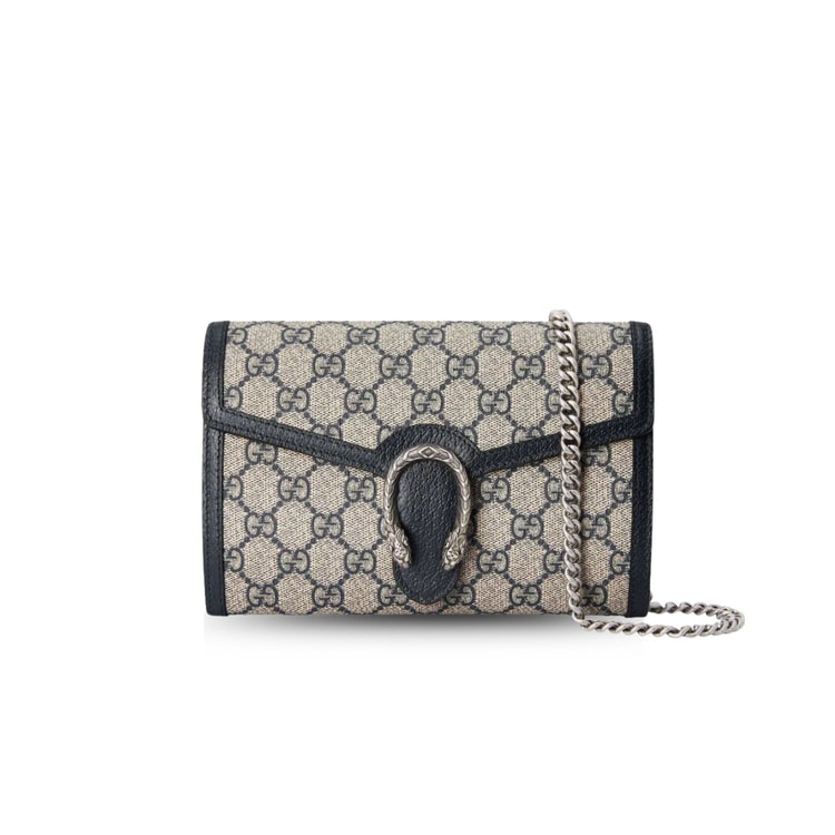 Gucci Dionysus GG Chain Wallet Beige And Blue 401231 K9GSN 4075