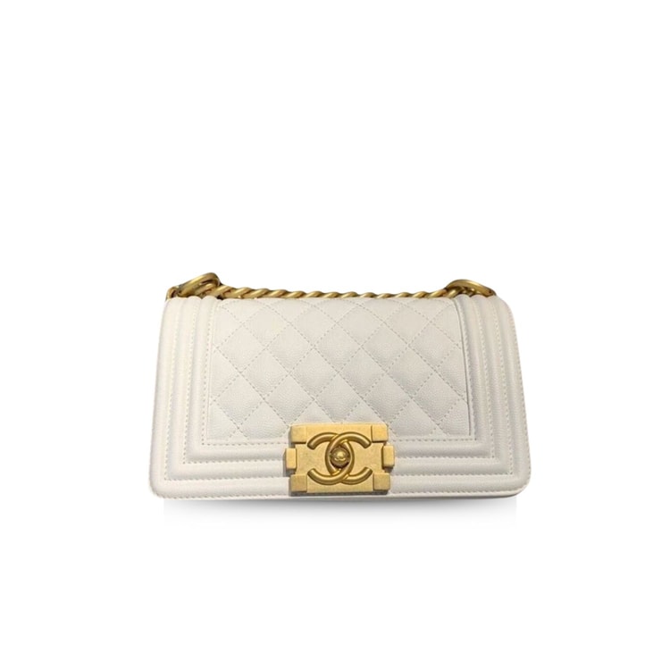 Chanel Small Boy Handbag White A67085