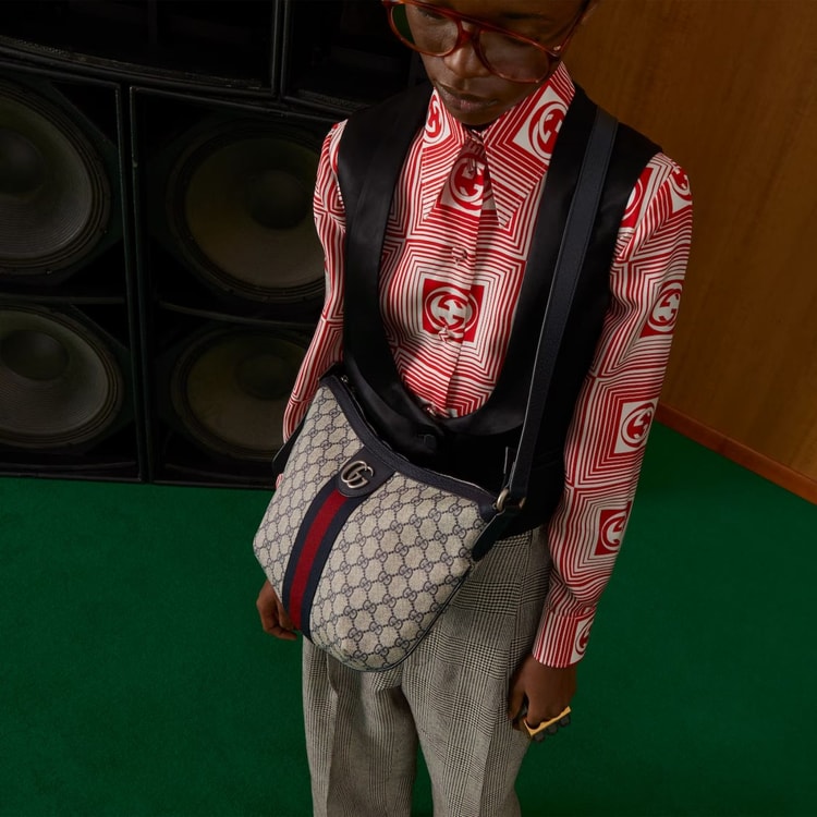 Gucci Ophidia GG Small Shoulder Bag Beige And Blue 598125 2ZGMN 4076