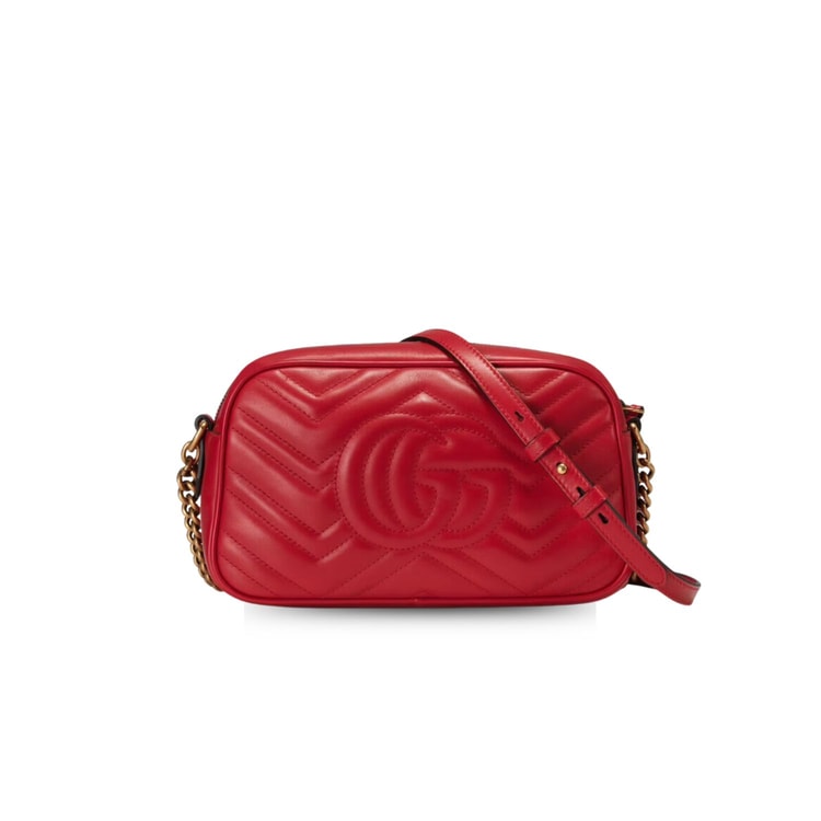 Gucci GG Marmont Small Matelassé Shoulder Bag Hibiscus Red 447632 DTD1T 6433