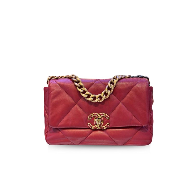 Chanel 19 Handbag Red AS1160