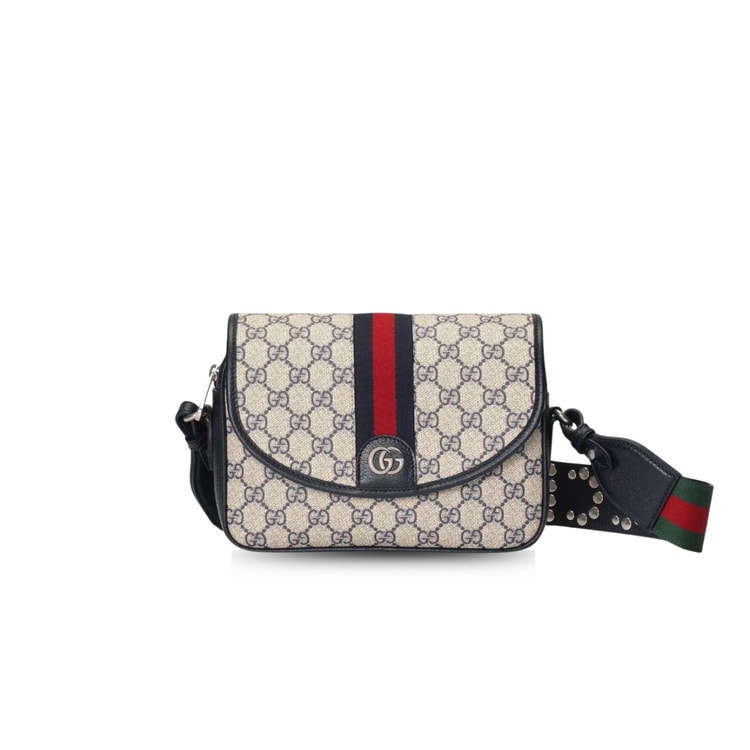 Gucci Ophidia GG Small Shoulder Bag Dark Blue/Beige