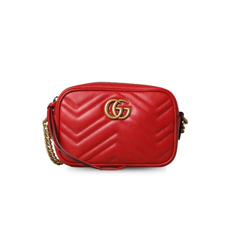 Gucci GG Marmont Matelassé Mini Bag Hibiscus Red
