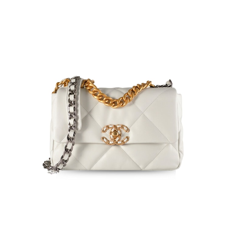 Chanel 19 HandBag White AS1160