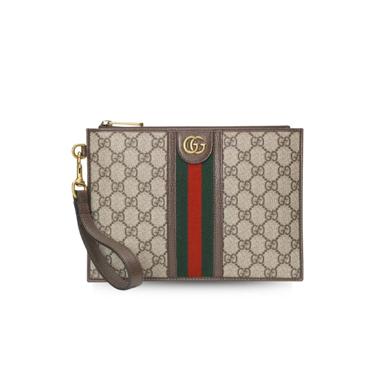 Gucci Ophidia Pouch With Web Beige And Ebony GG Supreme Canvas 672989 96IWT 8745