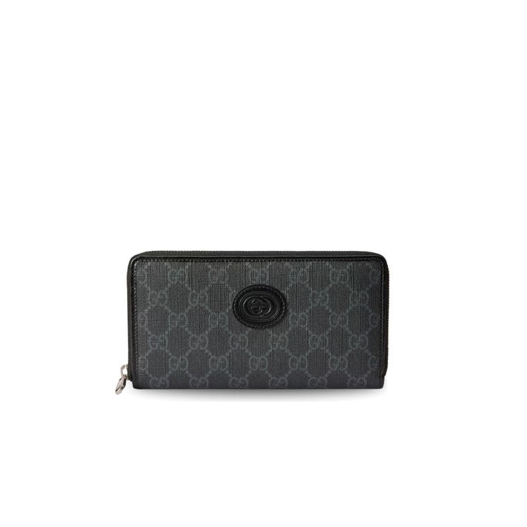 Gucci Ophidia GG Zip Around Wallet With Interlocking G Black For Men 8in/19cm GG