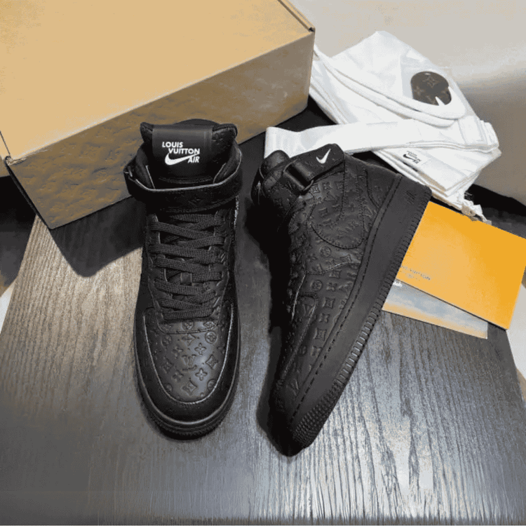 Louis Vuitton And Nike “Air Force 1” By Virgil Abloh Full Black/White Tag For Men, Men’s Shoes